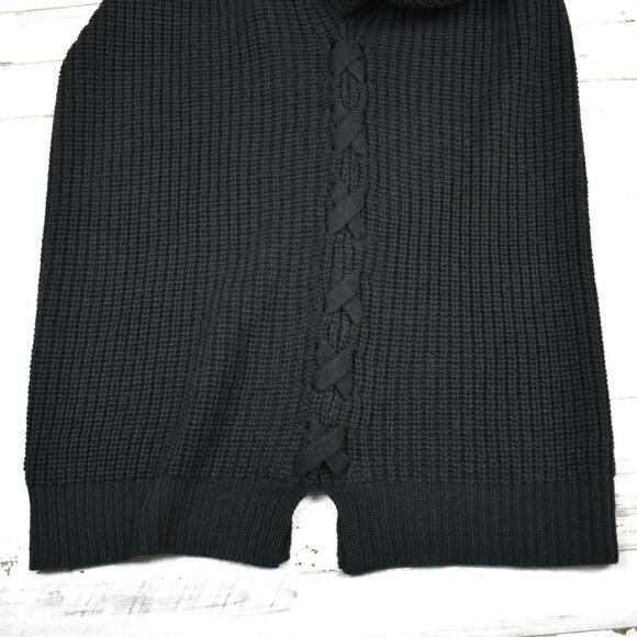 Black side lace up crewneck tunic sweater Women's large biker alt whimsigoth - Picture 3 of 6